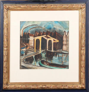 Wim Bosma Prinseneiland Amsterdam Watercolour,  signed and dated 1929.
Height 30 cm width 28 cm. Watercolour for sale