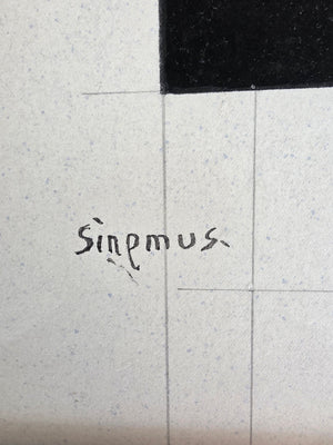 Wim Sinemus - Abstract composition, gouache, Signature With dimensions of 65 x 48 and framed behind (museum) glass in a frame